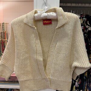 Freddies of Pinewood Cream and Gold Lurex Collard Sweater Cardigan